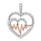 14K Two-tone Gold  Diamond Heart with Beat Pendant
