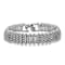 CZ Pave Link Bracelet In White Rhodium Over Brass