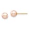 14K Yellow Gold 5-6mm Pink Round Freshwater Cultured Pearl Stud Post Earrings