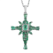 Sterling Silver Zambian Emerald and White Zircon Pendant With Chain 2.15ctw