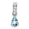 Rhodium Over 10k White Gold 0.5 cttw Pear Aquamarine and Accent Diamond Pendant