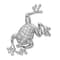 Rhodium Over Sterling Silver Cubic Zirconia Frog Pin Brooch