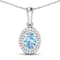 0.51ctw 14K White Gold Oval Aquamarine and White Diamond Pendant with 18
inch Cable Chain