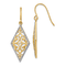 14K Yellow Gold and Rhodium Over 14K Yellow Gold Textured Diamond Shape
Filigree Dangle Earrings