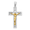 14k Yellow Gold and 14k White Gold Textured Crucifix Pendant