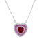 Sterling Silver Lab Created Ruby, Pink and White Sapphire Heart Necklace 2.40ctw