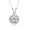 CZ Halo Solitaire Pendant In White Rhodium Over Brass