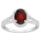 8x6mm Oval Garnet 1/4 ctw Diamond Rhodium Over Sterling Silver Halo Ring