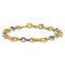 14k Yellow Gold and 14k White Gold Polished and Textured Fancy Link Bracelet
