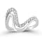 Rachel Zoe CZ Double Wave Ring in Rhodium Over Sterling Silver