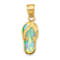 14k Yellow Gold Polished and Textured 3D with Lab Created White Opal
Flip-Flop Pendant