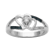 Blue And White Diamond Rhodium Over Sterling Silver Double Heart Ring