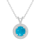 7mm Round Turquoise 1/8 ctw Diamond Rhodium Over Sterling Silver Halo
Pendant with Chain
