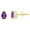 6x4mm Pear Shape Amethyst 14k Yellow Gold Stud Earrings