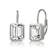 Baguette CZ Bezel Drop Earrings In Sterling Silver