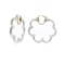 14K Yellow Gold Over Sterling Silver Flower Bamboo Acrylic Hoop Earrings