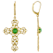 Jadeite Cross Earrings In 18K Gold Over Sterling Silver 6mm
