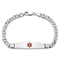 Rhodium Over 14k White Gold Medical Soft Diamond Shape Red Enamel Flat
Curb Link ID Bracelet