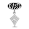 Sterling Silver LogoArt Kappa Alpha Theta Oval with Kite Dangle Bead
