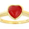 Red Jadeite Heart Ring In 18K Gold Over Sterling Silver 7mm