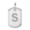 Rhodium Over 14k White Gold Diamond Initial S Dog Tag Charm