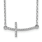 Rhodium Over 14K White Gold Sideways Curved Textured Cross Necklace