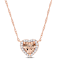 Morganite & Diamond 14K Rose Gold Halo Pendant with Chain 0.75ctw