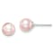 Rhodium Over Sterling Silver 6-7mm Pink Round FWC Pearl Stud Earrings