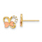 14k Yellow Gold and 14k Rose Gold Polished Cubic Zirconia Butterfly Stud Earrings