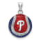 Rhodium Over Sterling Silver MLB LogoArt Philadelphia Phillies Enameled Pendant