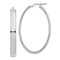 Rhodium Over 14k White Gold 1 3/4" High Polished Oval Hoop Earrings