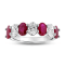 Oval Ruby and Diamond 14k White Gold Band Ring 2.95ctw