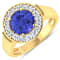 2.5ctw Violet Tanzanite and Diamond 14K Yellow Gold Halo Ring