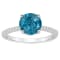 8mm Round London Blue Topaz and 1/10 ctw Diamond Rhodium Over Sterling
Silver Ring