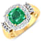2.8ctw Green Emerald and Diamond 14K Yellow Gold Halo Ring