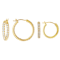 CZ Hoop Earring Set Of 2 18k Gold Over Sterling Silver