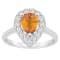 8x5mm Pear Shape Citrine And White Topaz Accents Rhodium Over Sterling
Silver Halo Ring