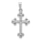 Rhodium Over 14K White Gold Polished Budded Cross Pendant