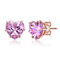 Pink CZ Heart Shape Stud Earrings In 18K Rose Gold Over Brass