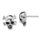 Rhodium Over Sterling Silver Antiqued Enameled Skull Post Earrings