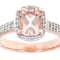 Morganite And White Zircon Ring In 18K Rose Gold Over Sterling Silver 1.45ctw