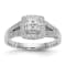 Rhodium Over 14K White Gold Lab Grown Diamond Cluster Engagement Ring 0.508ctw