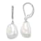 Rhodium Over Sterling Silver 11-12mm Keshi Pearl Leverback Dangle Earrings