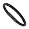 Stainless Steel Polished Black Ion Plated Black Leather 8.25-inch Bracelet