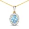 0.96ctw 14K Yellow Gold Aquamarine and White Diamond Pendant with 18
inch Cable Chain