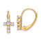 14k Yellow Gold Cubic Zirconia Polished Cross Dangle Earrings
