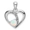 Rhodium Over 14k White Gold Lab Created Opal and Diamond Heart Pendant