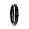 ASTON Black Brushed Center Tungsten Ring with Polished Beveled Edges 4mm