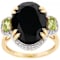 Black Spinel, Peridot And White Zircon Ring In 18K Gold Over Sterling
Silver 10.09ctw