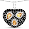 Yellow Citrine Black Spinel Rhodium Over Sterling Silver Cluster Heart
Necklace 3.19ctw